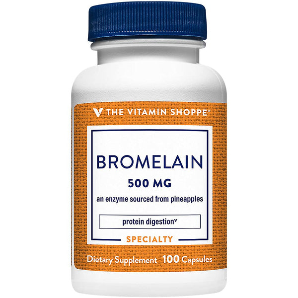 The Vitamin Shoppe Bromelain 500mg 600 GDU - Protein Digestion & Absorption | Pineapple Enzyme | 100 Capsules | Digestive Support