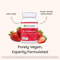 Thumbnail for EZ Melts Dissolvable B-Complex - Vitamin B Complex - Provides Energy Metabolism & Heart Health Support - with Methylated B12 & Folate - Non-GMO & Vegan - Strawberry Swirl - 60 Tablets (60 Servings)