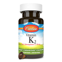 Thumbnail for Carlson - Vitamin K2 MK-7 (Menaquinone), 90 mcg, Bone Support, Calcium Bioavailability, K2 Vitamin, Vitamin K-2, 60 Softgels