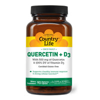 Thumbnail for Country Life Quercetin 500mg Capsules with Vitamin D3 800 IU – Immune Support Supplement for Adults – Daily Immune Boosters – Quercetin Immune System Boost, 90 Capsules