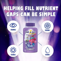 Thumbnail for One A Day Kids Trolls Multivitamin Gummy, Kids Vitamins with Vitamins A, B6, B12, C, D, E, Zinc, Folic Acid and Biotin (Packaging May Vary), Trolls, 180 Count