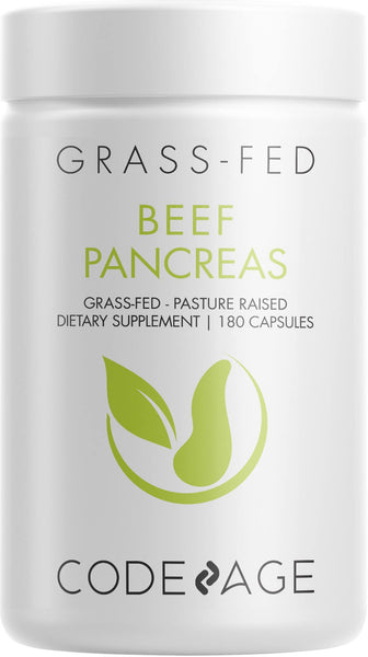 Codeage Grass Fed Beef Pancreas Supplement Glandulars - Freeze Dried, Non-Defatted Desiccated Beef Pancreas Pills – Pancreatic Enzymes Diet Meat - Pasture Raised Bovine Vitamins - 180 Capsules