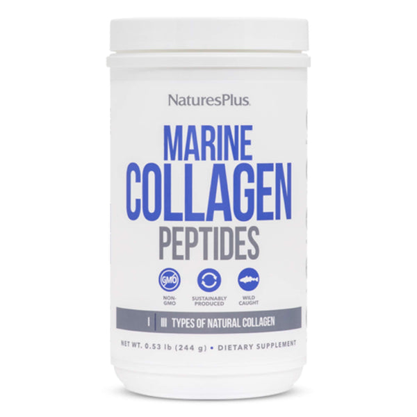NaturesPlus Marine Collagen Peptides, Unflavored - 0.54 lb - Hair, Skin, Nail & Joint Health, Immune System Support - Gluten Free, Non-GMO - 20 Servings