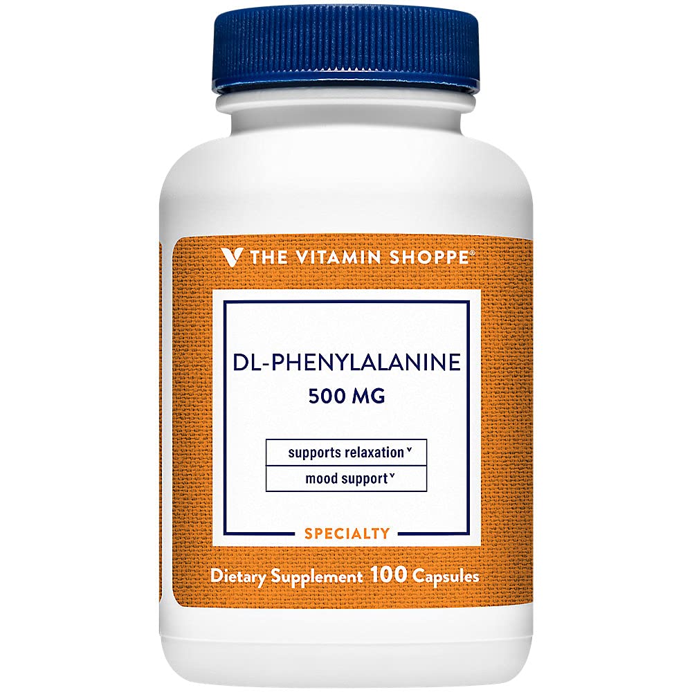 The Vitamin Shoppe DL-Phenylalanine 500MG, Amino Acid That Supports Mood & Relaxation (100 Capsules)