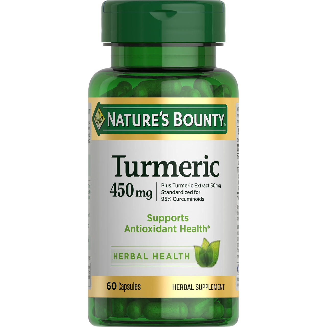 Nature's Bounty Turmeric Capsules, Herbal Supplement with Plant-Based Antioxidants, 450 Mg, 60 Ct