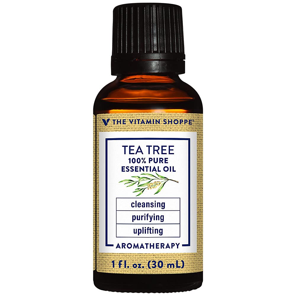 The Vitamin Shoppe Tea Tree Essential Oil - Natural Skincare & Aromatherapy | 100% Pure Australian Melaleuca | 1 oz | Therapeutic Grade