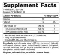 Thumbnail for Nordic Naturals Algae Omega - 60 Soft Gels - 715 mg Omega-3 - Certified Vegan Algae Oil - Plant-Based EPA & DHA - Heart, Eye, Immune & Brain Health - Non-GMO - 30 Servings