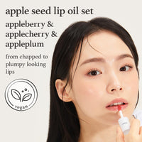 Thumbnail for NOONI Vegan Appleseed Lip Oil Set - Appleberry & Applecherry & Appleplum | Long-Lasting, Moisturizing, Plumping, Revitalizing for Dry Lips, Waterproof, No Peel Off, 0.12 FL Oz x 3ea