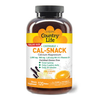 Thumbnail for Country Life Cal-Snack - Chewable Calcium Magnesium Supplement wafers with Vitamin D3, Easy to Digest, Vanilla Orange Flavor, Dietary Supplement