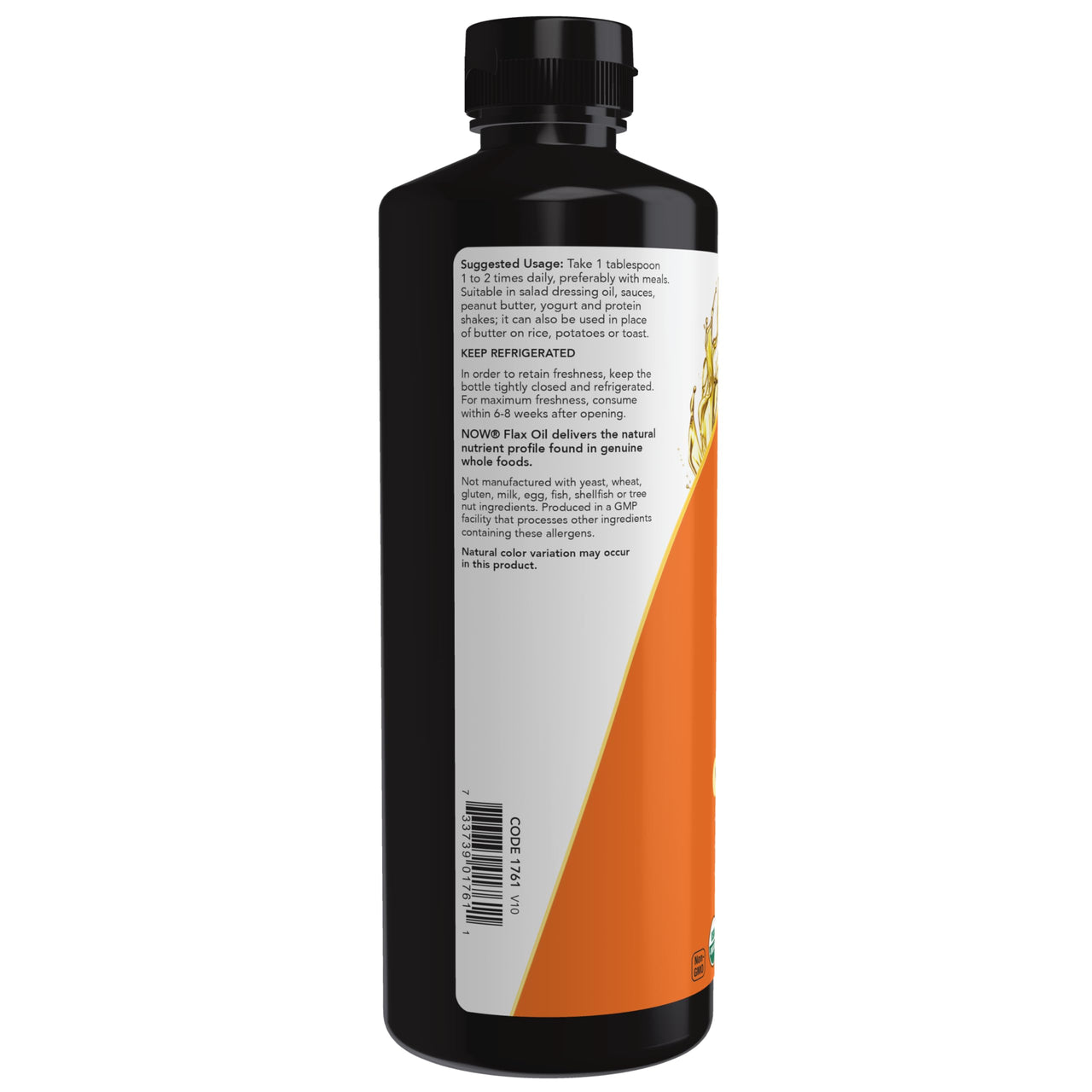 NOW Foods Supplements, Certified Organic Flax Seed Oil Liquid, Cold-Pressed and Unrefined, 24-Ounce
