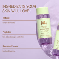Thumbnail for Pixi Retinol Tonic, Smoothing & Firming Facial Toner, Enhanced with Peptides to Boost Collagen Production, Alcohol-Free Daily Rejuvenating Toner, 250 ml / 8.5 fl oz