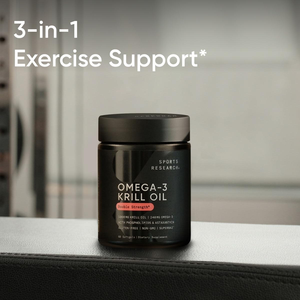Sports Research® Omega-3 Krill Oil 1000mg - Pure Antarctic Superba Krill with Phospholipids, Choline & Astaxanthin - MSC Certified Sustainable · Non-GMO · Gluten Free - 60 Softgels