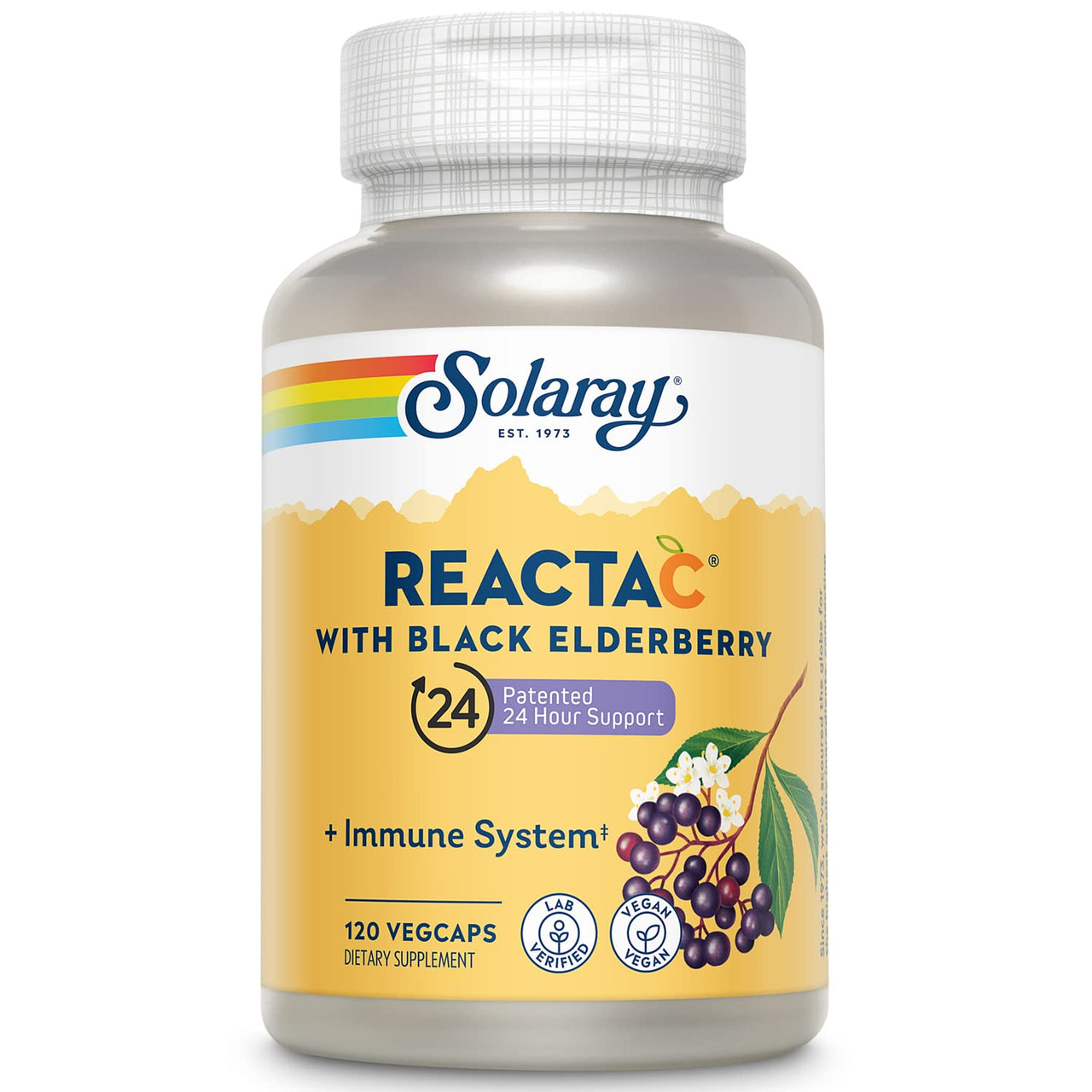 SOLARAY Reacta-C + Elderberry 500 mg VCapsules 120 Count