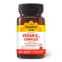 Thumbnail for Country Life® Vegan K2-500 mcg, 60 Ct. Chewable Tablets. Strawberry Flavor - Certified Gluten Free - Certified Vegan by AVA – to Support Bone Health