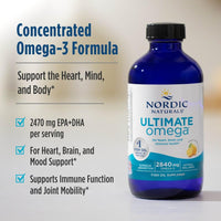 Thumbnail for Nordic Naturals Ultimate Omega Liquid, Lemon Flavor - 8 oz - 2840 mg Omega-3 - High-Potency Fish Oil Supplement with EPA & DHA - Promotes Brain & Heart Health - Non-GMO - 48 Servings