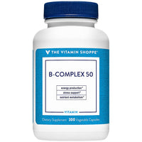 Thumbnail for The Vitamin Shoppe B-Complex 50 – Supports Energy Production, Nervous System Function & Nutrient Metabolism – Excellent Source of B1, B2, B6, B12, Niacin, Folic Acid & Biotin (300 Veggie Caps)