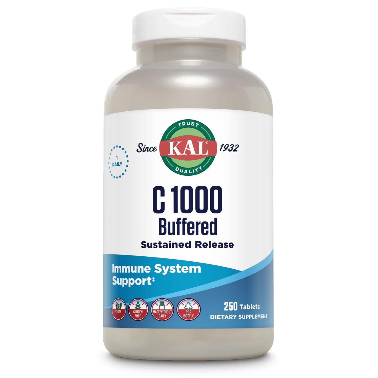 KAL C-1000 Buffered Sustained Release Tablets, 1000 mg, 250 Count