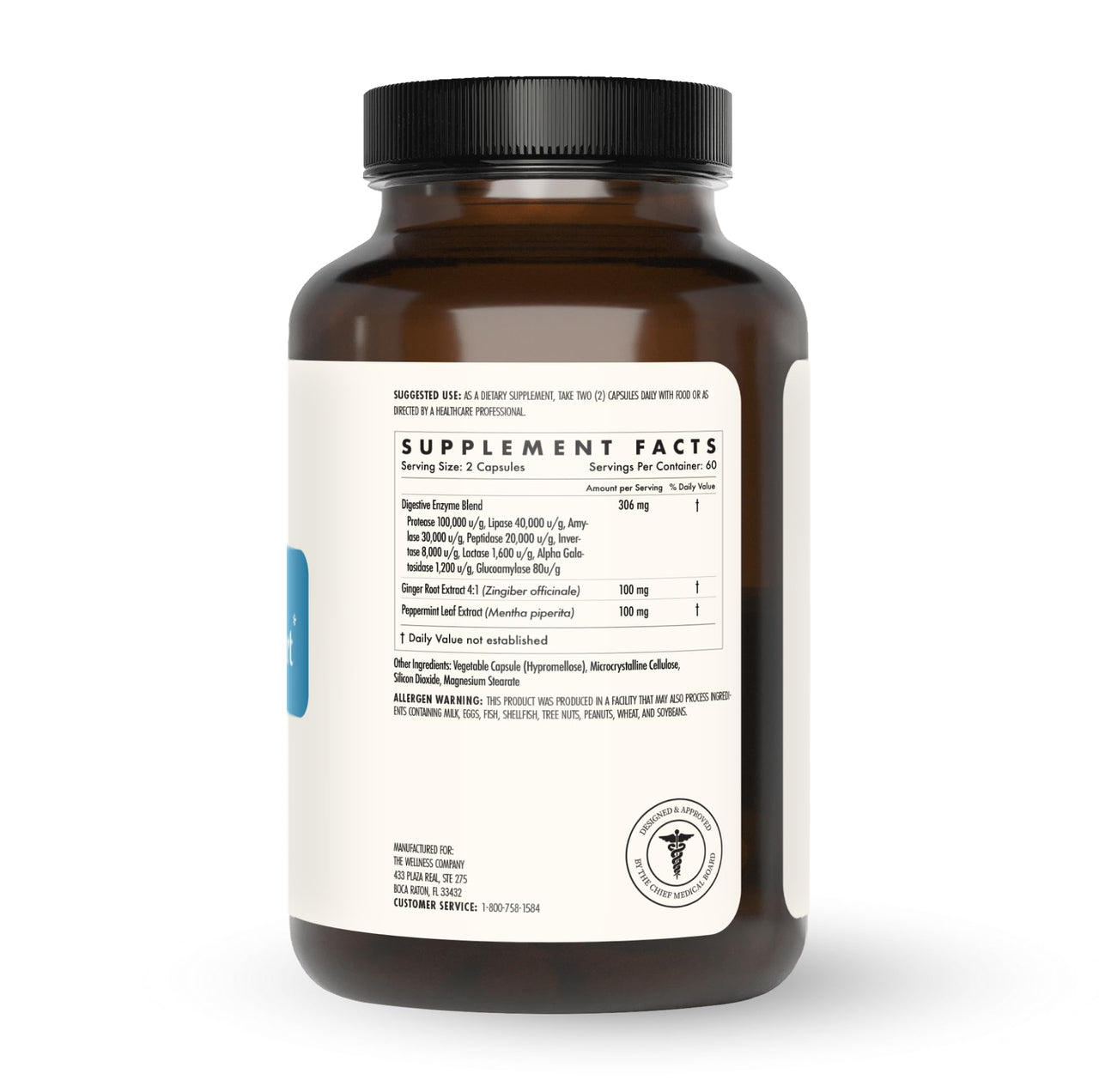 The Wellness Company Digestive Comfort | 120 ct (2 Month Supply) | Relief for Digestive Bloat and Gas with All-Natural Enzymes | Non-GMO, Vegan, Gluten Free | for Healthy, Smooth Digestion