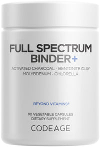 Thumbnail for Codeage Binder + Systemic Binder Supplement - Activated Charcoal Pills, Bentonite Clay Mineral Powder, Fulvic & Humic Acids, Molybdenum, Carbon Forms - 90 Capsules