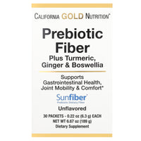 Thumbnail for California Gold Nutrition Prebiotic Fiber Plus Turmeric Extract, Organic Ginger Extract and Boswellia Extract, 30 Packets, 0.22 oz (6.3 g) Each