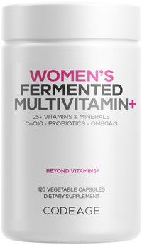 Thumbnail for Codeage Women’s Daily Multivitamin, 25+ Vitamins & Minerals, Fermented, Organic Whole Foods, Probiotics Supplement - Vitamin A, B, C, D, E & K, Omega 3, Zinc – Vegan - 120 Capsules