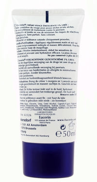 Thumbnail for Eucerin 5% Urea Smoothing Face Cream, 50ml - Hydrating Moisturizer for Dry Skin, Dye-Free, Adult