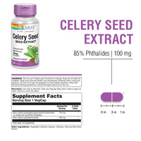 Thumbnail for SOLARAY Celery Seed Extract Capsules - Overall Health Support for Men & Women, 100 mg, 85% Phthalides, Non-GMO, Vegan - 30 Count VegCaps