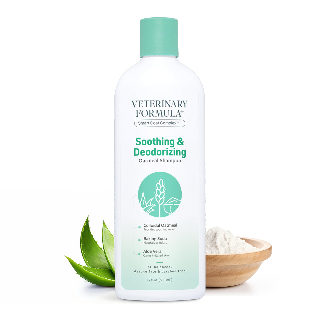 Veterinary Formula Smart Coat Complex Soothing and Deodorizing Oatmeal Shampoo for Dogs, 17 Fl oz – Baking Soda Eliminates Odors, Aloe Vera & Oatmeal Cleanse and Hydrate Skin – Long-Lasting Fragrance
