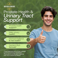 Thumbnail for BUCKLEBURY 9-in-1 Natural Saw Palmetto Gummies with Raspberry & Pomegranate Flavor - Plant-Based Prostate Support Supplements for Mens Bladder Health, Hair Growth & Urinary Support - 60 Gummies