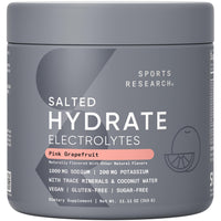 Thumbnail for Sports Research® Hydrate Electrolytes Salted Pink Grapefruit - Sugar-Free & Naturally Flavored with Vitamins, Minerals, and Coconut Water - Supports Hydration* - 45 Servings