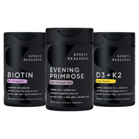 Thumbnail for Sports Research® Women's Health Support - Vegan Biotin 10,000mcg with Coconut Oil, Evening Primrose Supplement from Cold Pressed Oil and Plant Based Vitamin K2 MK7 + Vegan D3 5000iu