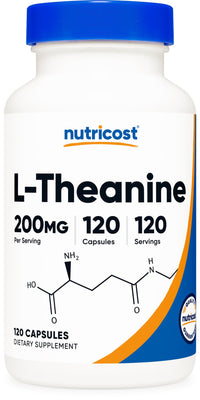 Thumbnail for Nutricost L-Theanine 200mg, 120 Capsules, Double Strength - Non-GMO, Gluten Free
