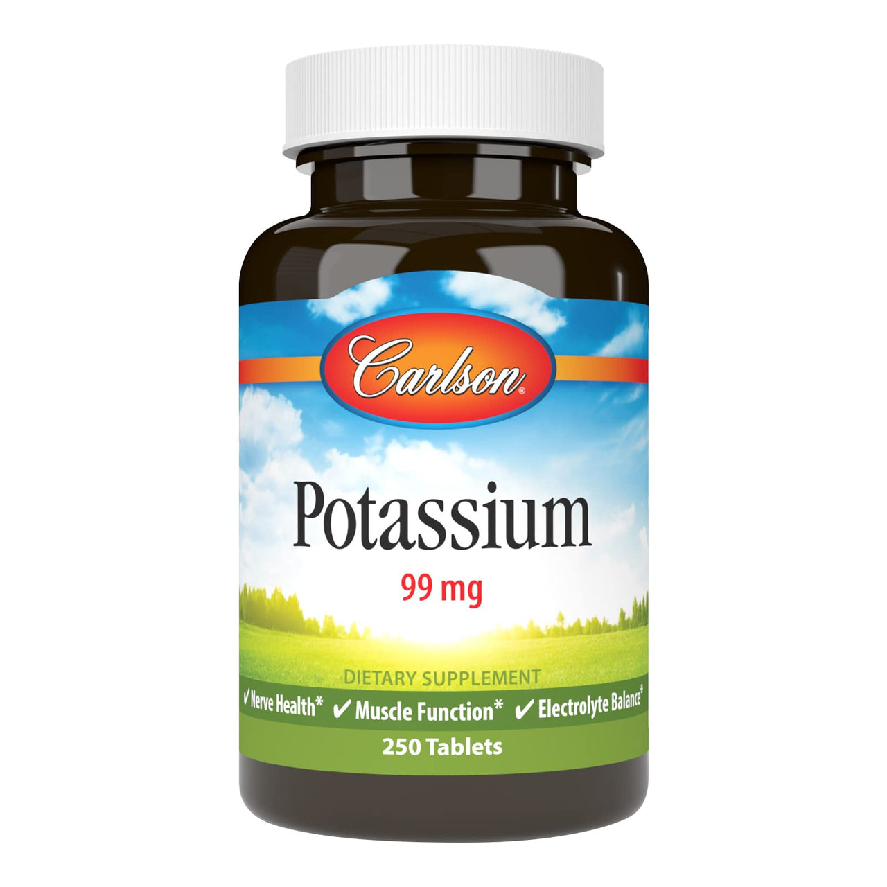 Carlson - Potassium, 99 mg, Promotes Nerve Health & Muscle Function, 250 Tablets