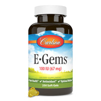 Thumbnail for Carlson - E-Gems, 100 IU, Heart Health & Optimal Wellness, Antioxidant, 250 soft gels