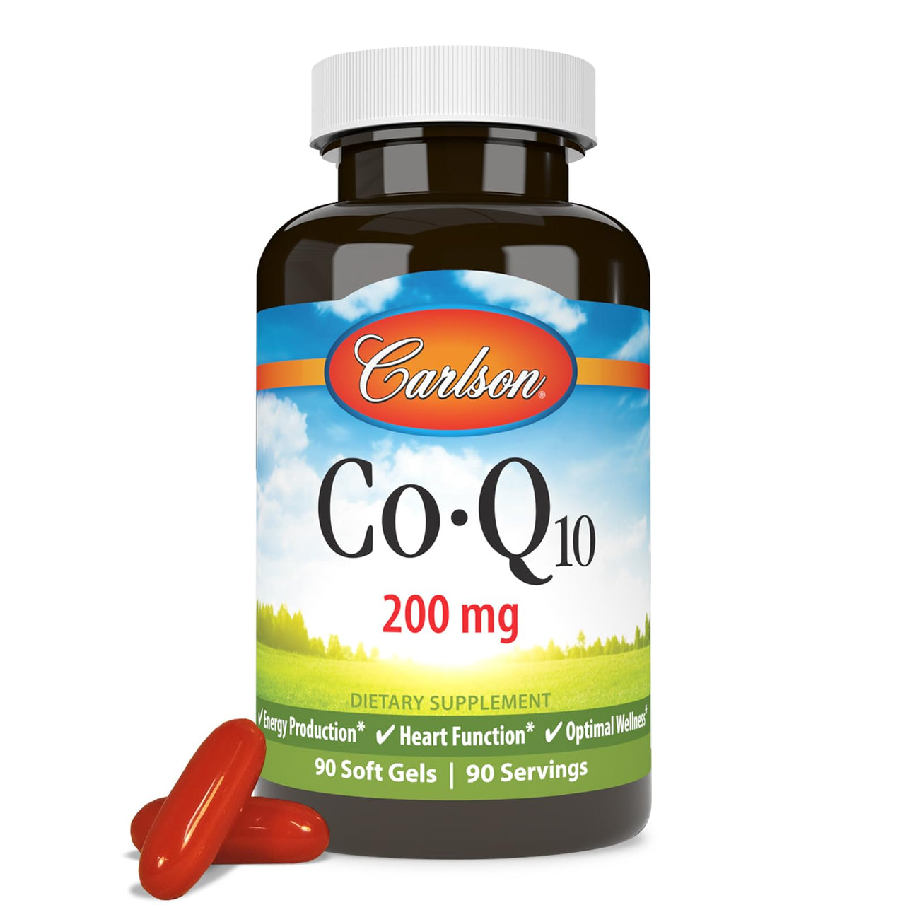 Carlson - Co-Q10, Co-Enzyme Q10, 200 mg, Energy Production & Heart Function, 90 Softgels