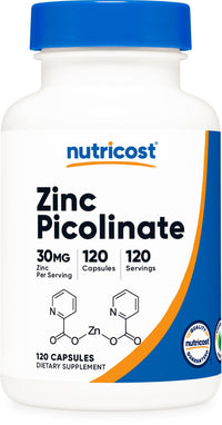 Thumbnail for Nutricost Zinc Picolinate 30mg, 120 Capsules - Gluten Free and Non-GMO
