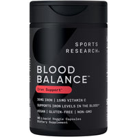 Thumbnail for Sports Research® Blood Balance Iron Supplement - 36 MG Iron + Folate & Vitamin C for Absorption - Red Blood Cell Support for Women & Men* - Vegan Certified · Non-GMO · Gluten-Free - 90 Capsules