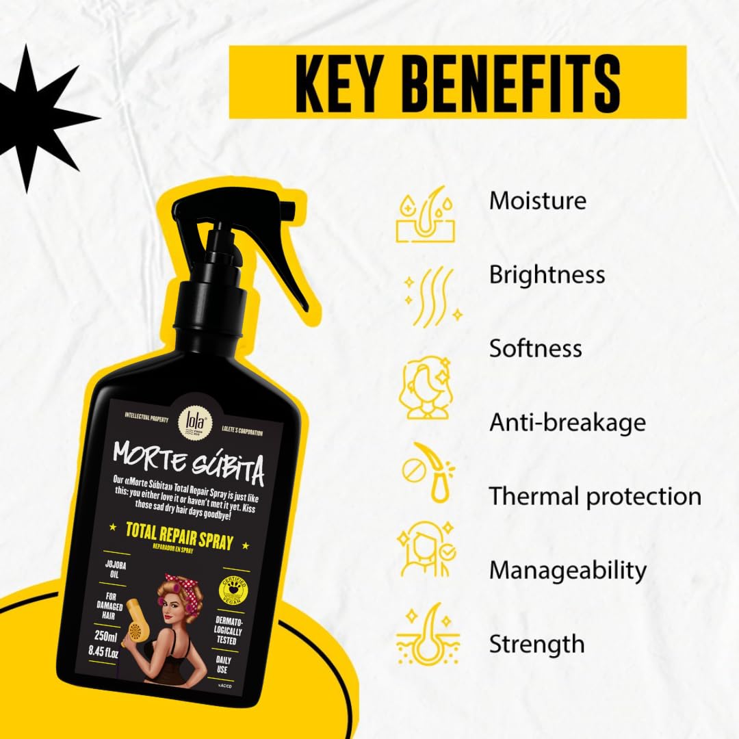 Lola From Rio Morte Súbita Total Hair Repair & Heat Protectant Spray, 8.45 fl oz