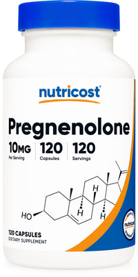 Thumbnail for Nutricost Pregnenolone 10mg, 120 Capsules - Non-GMO, Gluten Free, Vegetarian Capsules