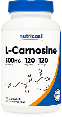 Thumbnail for Nutricost L-Carnosine 500mg, 120 Capsules - Gluten Free & Non-GMO