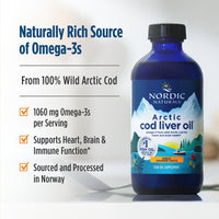 Thumbnail for Nordic Naturals Arctic Cod Liver Oil, Orange - 16 oz - 1060 mg Total Omega-3s with EPA & DHA - Heart & Brain Health, Healthy Immunity, Overall Wellness - Non-GMO - 96 Servings