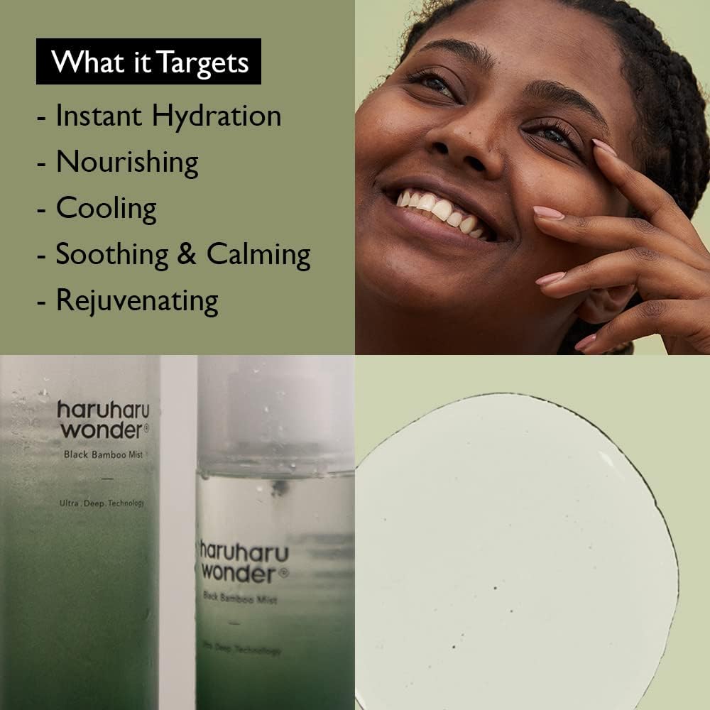 Haruharu Wonder Black Bamboo Mist - Hydrating and Firming Skin, Black Rice, Panax Ginseng for Clean and Smooth Skin Surface (5.07 fl.oz) | Vegan, Crurelty Free, EWG-Green