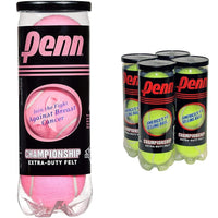 Thumbnail for PENN Championship Tennis Balls - Pink, Extra Duty Felt Pressurized - 1 Can, 3 Balls & 4 Cans, 12 Balls