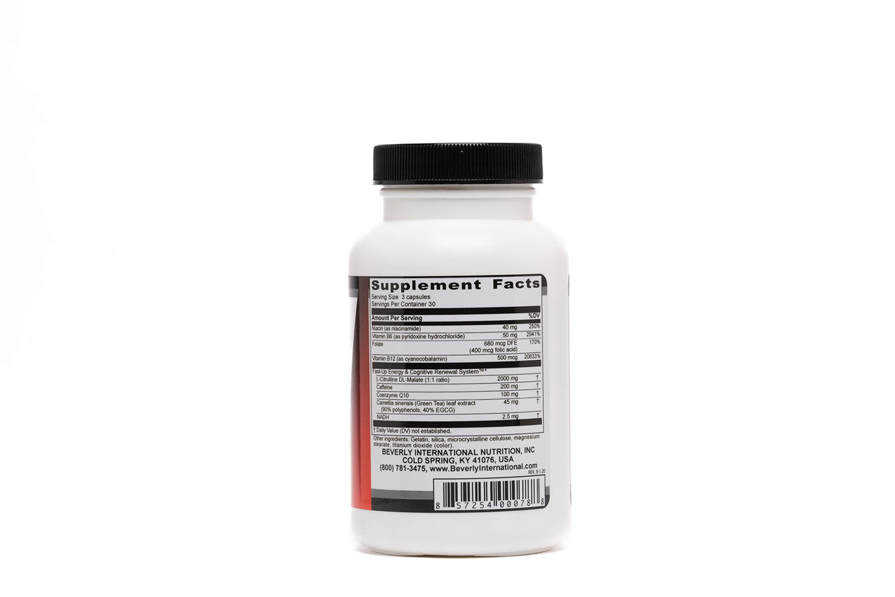 Beverly International Fast-Up, 90 Capsules. Feel-Better, Get Clarity, Clear Focus-Brain Booster. Ups Mood, New Energy, Pre-Workout Fuel, Motivation and Cognitive Performance in Moments.