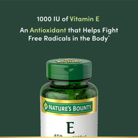 Thumbnail for Nature's Bounty Vitamin E 1000 IU Softgels, Supports Antioxidant Health & Immune System, 1 Serving per Day, No Gluten, 60 Softgels (Pack of 1)