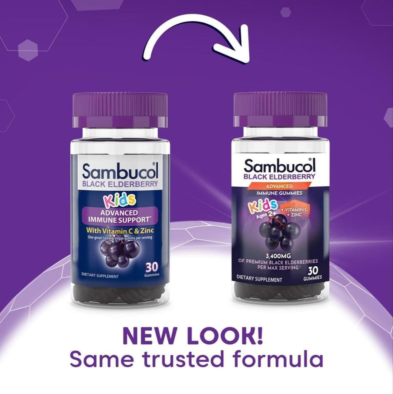 Sambucol Black Elderberry Gummies for Kids - Elderberry Gummies with Zinc and Vitamin C, Chewable Supplement for Kids, Low Sugar, Berry Flavor - 30 Count