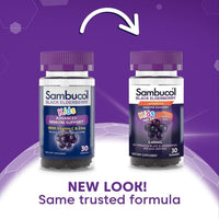 Thumbnail for Sambucol Black Elderberry Gummies for Kids - Elderberry Gummies with Zinc and Vitamin C, Chewable Supplement for Kids, Low Sugar, Berry Flavor - 30 Count