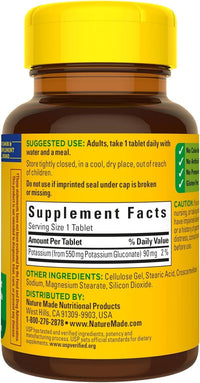 Thumbnail for Nature Made Potassium Gluconate 550mg, 100 tablets