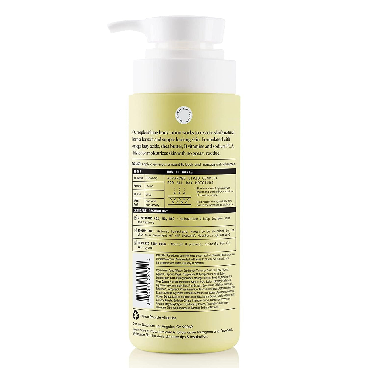 Naturium Bio-Lipid Restoring Moisturizing Body Lotion with Shea Butter, Fragrance Free, 14 oz (Duo 2-Pack)