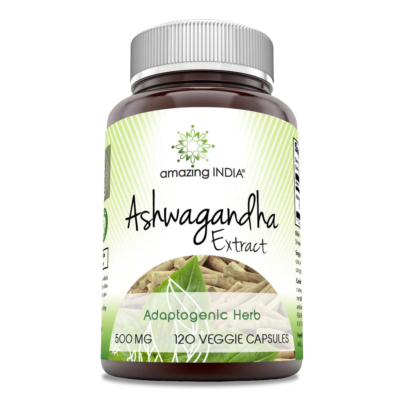 Amazing India Ashwagandha Extract 500 Mg | Veggie Capsules Supplement | Non-GMO | Gluten-Free | Made in USA (1 Pack | 120 Count)